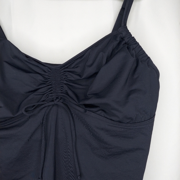 Lands End Tankini Swim Top 18DDD Black Ruched Empire Underwire Bra Adjustable - Picture 3 of 8